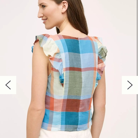 Anthropologie Multicolor Plaid Blouse - Picture 5 of 6